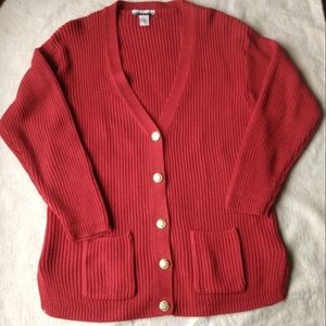 American Weekend Red Knit Cardigan Medium